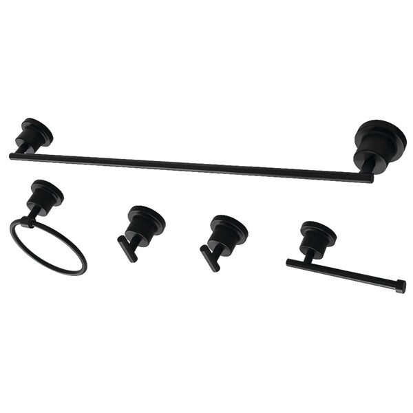 Kingston Brass BAH8230478MB Concord 5-Piece Bathroom Accessory Set, Matte Black BAH8230478MB - main